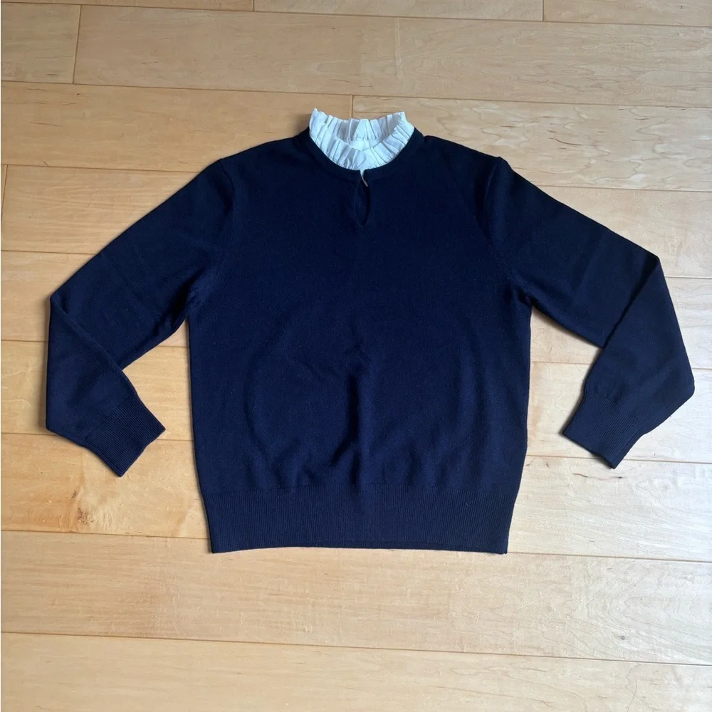 Sandro Isaure Sweater with Detachable White Ruffle Collar - Picture 4 of 12